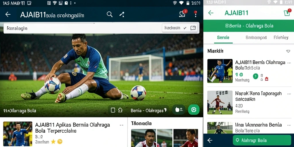 Antarmuka aplikasi AJAIB11 menampilkan berita olahraga bola terkini.
