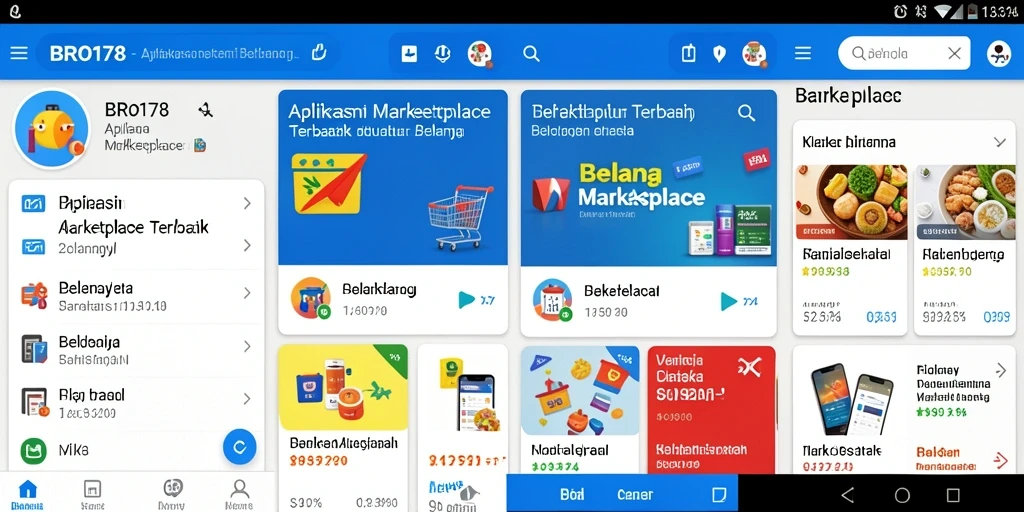 Tampilan antarmuka aplikasi Marketplace BRO178 yang menarik dan fungsional.
