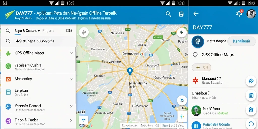 Screenshot utama menampilkan antarmuka penggunaan peta offline yang user-friendly.