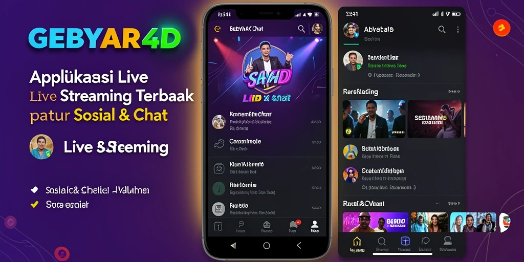 Tampilan antarmuka aplikasi GEBYAR4D saat live streaming yang interaktif.