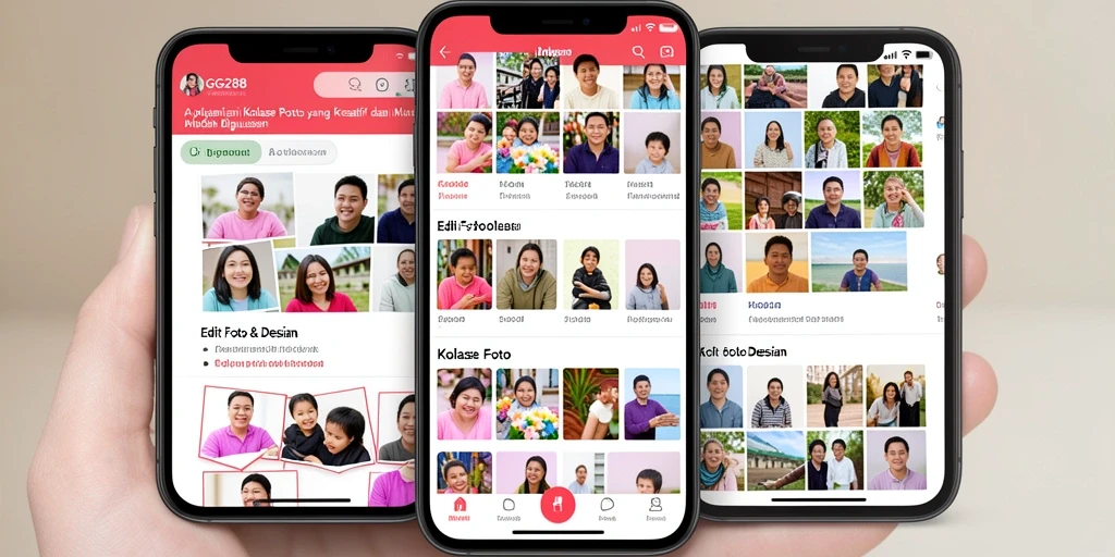 Antarmuka pengguna GG288 yang memukau untuk membuat kolase foto.