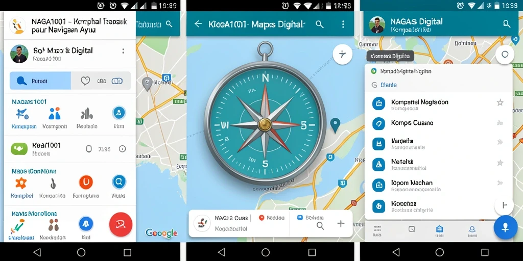 Antarmuka NAGA1001 menampilkan kompas digital yang akurat dan informasi lokasi.