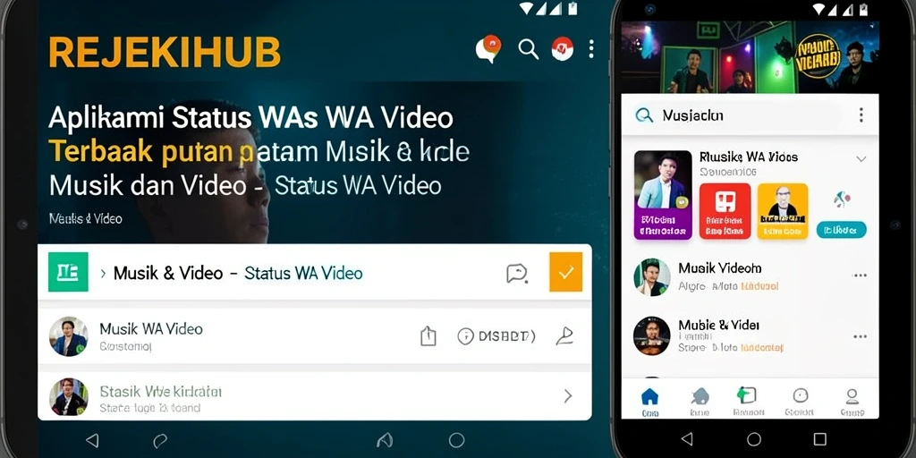 Tampilan antarmuka REJEKIHUB untuk video status WA yang menarik.